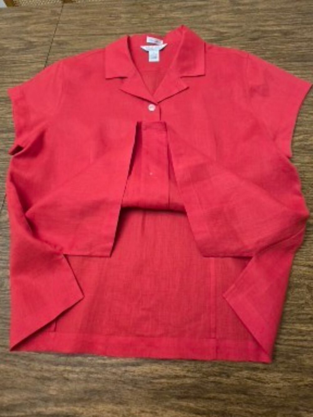 UNIFORM John Paul Richard Women's 100% Red Linen Button-Down Blouse - Size XL